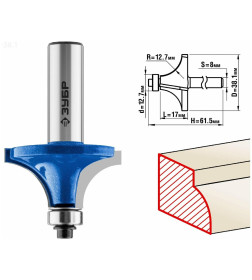 Фреза кромочная калевочная ЗУБР d- 38,1/12,7/8мм.