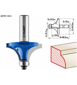 Фреза кромочная калевочная 16/12/12,7мм. ЗУБР Профессионал