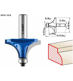 Фреза кромочная калевочная 25/19/12мм. ЗУБР Профессионал