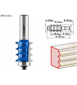 Фреза кромочная фигурная  22,2/25,4/12мм. ЗУБР Профессионал 
