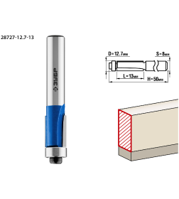Фреза кромочная с нижним подшипником d-12,7/13/8мм. ЗУБР Профессионал