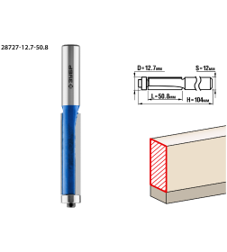 Фреза кромочная с нижним подшипником d-50,8/12/12,7мм. ЗУБР Профессионал