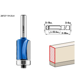 Фреза кромочная с нижним подшипником d-25,4/8/9мм. ЗУБР Профессионал
