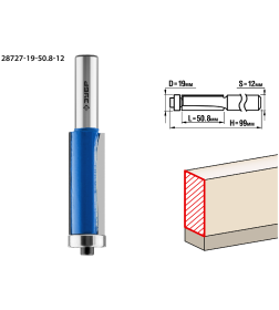 Фреза кромочная с нижним подшипником 50,8/12/19мм. ЗУБР Профессионал