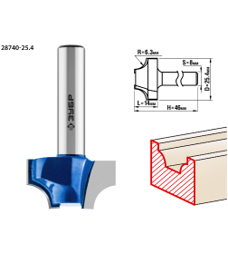 Фреза пазовая фасонная, ЗУБР 25.4x14мм.