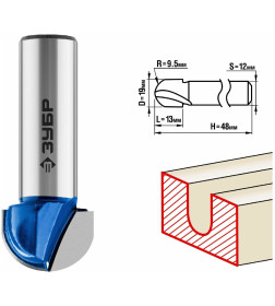 Фреза пазовая галтельная 13/9,5/12мм. ЗУБР Профессионал