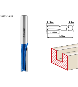 Фреза пазовая прямая 10/25/8 мм. ЗУБР Профессионал
