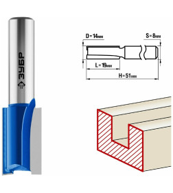 Фреза пазовая прямая ЗУБР 14x19мм. хвостовик 8мм. 
