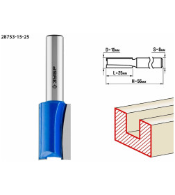 Фреза пазовая прямая 15/25/8мм. ЗУБР Профессионал