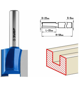 Фреза пазовая прямая d-22/22/8мм. ЗУБР Профессионал