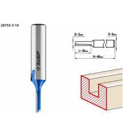 Фреза пазовая прямая ЗУБР 3x10мм. хвостовик 8мм.