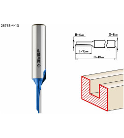 Фреза пазовая прямая ЗУБР 4x13мм. хвостовик 8мм.