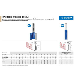 Фреза пазовая прямая ЗУБР 6x16мм. хвостовик 8мм. 