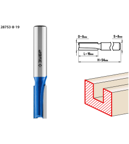 Фреза пазовая прямая ЗУБР 8x19мм. хвостовик 8мм.