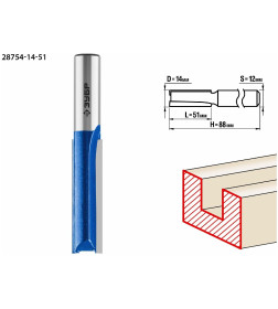Фреза пазовая прямая, удлиненная 14/51/12 мм. ЗУБР Профессионал