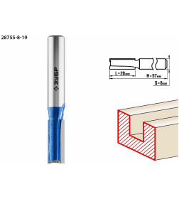 Фреза пазовая прямая с нижними подрезателями 8/20/8 мм. ЗУБР Профессиона