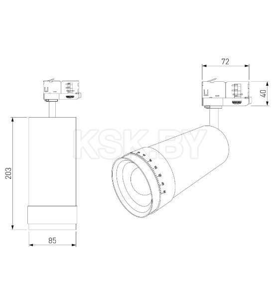 Трековый светильник Vary чёрный 30W 4200K трехфазный 85517/01 (a063262) 