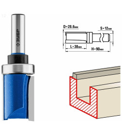 Фреза пазовая прямая с верхним подшипником 38/12/28,6мм. ЗУБР