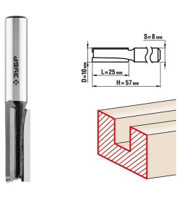 Фреза пазовая прямая ЗУБР 10x25мм. хвостовик 8мм. 