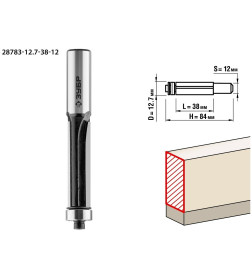 Фреза кромочная с нижним подшипником ЗУБР 12.7x38мм. хвостовик 12мм.