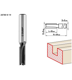 Фреза пазовая прямая ЗУБР 8x19мм, хвостовик 8мм.