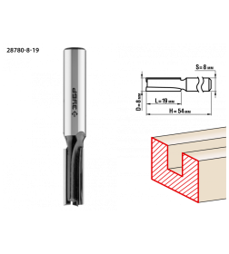 Фреза пазовая прямая ЗУБР 8x19мм, хвостовик 8мм.