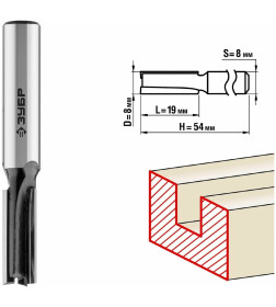 Фреза пазовая прямая ЗУБР 8x19мм, хвостовик 8мм.
