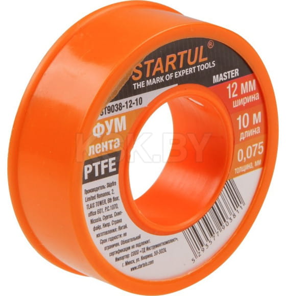 Фум-лента PTFE 12мм х 10м х 0,075мм STARTUL MASTER (ST9038-12-10) 