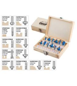 Набор фрез по дереву 8мм 12шт. GEPARD