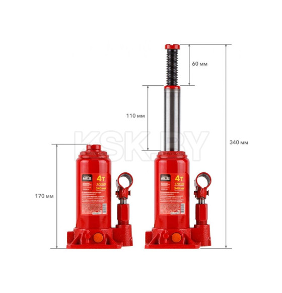 Домкрат гидравлический 4т бутылочный 170-340мм STARTUL AUTO  (ST8018-04) 