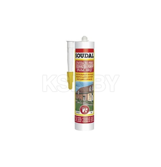 Герметик силиконовый нейтральный Soudal белый, 280 мл (105884) 