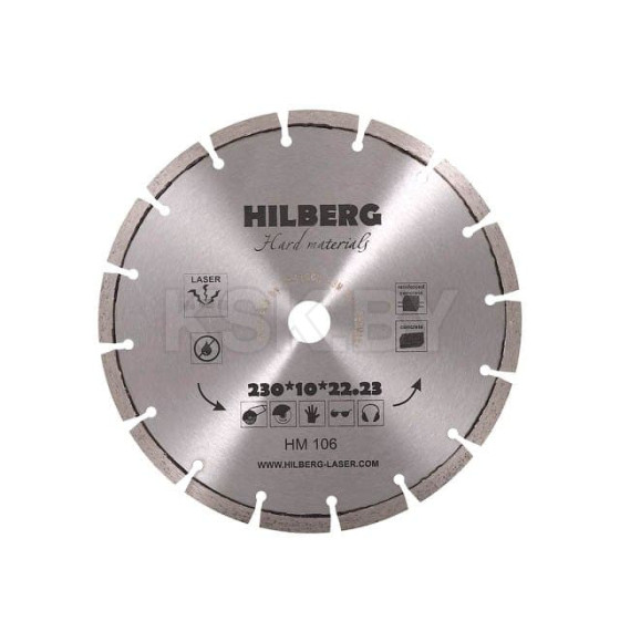 Диск алмазный 230х10х22.23мм Hilberg серия Hard Materials Laser (HM106) 