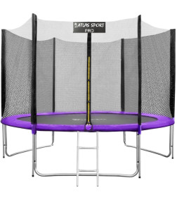 Батут Atlas Sport 490 см (16ft) PRO с внешней сеткой и лестницей PURPLE