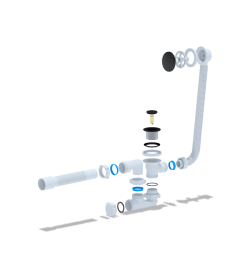 Сифон Ани Грот д/в регулир. черн. с вып. 1 1/2"*40 с перел.,клик-клак, с гиб.труб.375*40/50 (EC255BL)