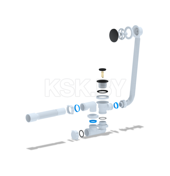Сифон Ани Грот д/в регулир. черн. с вып. 1 1/2"*40 с перел.,клик-клак, с гиб.труб.375*40/50 (EC255BL) (EC255BL) 