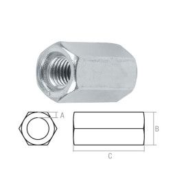 Гайка М12 удлиняющая, цинк,кл.пр.5.8, DIN6334 (2 шт в зип-локе) STARFIX