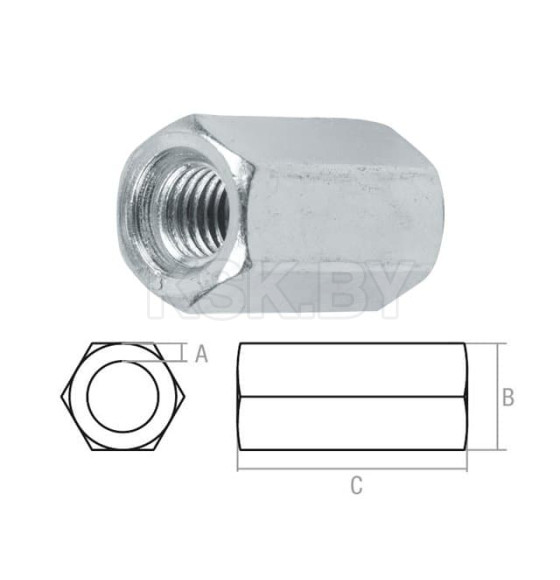 Гайка М12 удлиняющая, цинк,кл.пр.5.8, DIN6334 (2 шт в зип-локе) STARFIX (SMZ1-86965-2) 