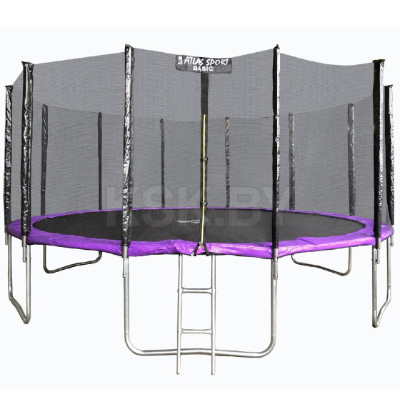 Батут Atlas Sport 490 см (16ft) BASIC с внешней сеткой и лестницей PURPLE