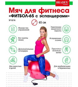 Мяч для фитнеса «ФИТБОЛ-65 с эспандерами»