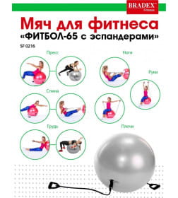 Мяч для фитнеса «ФИТБОЛ-65 с эспандерами»