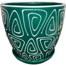 Горшок для цветов керамический с подставкой 1,0 л Абстракция зеленая (13с5) 