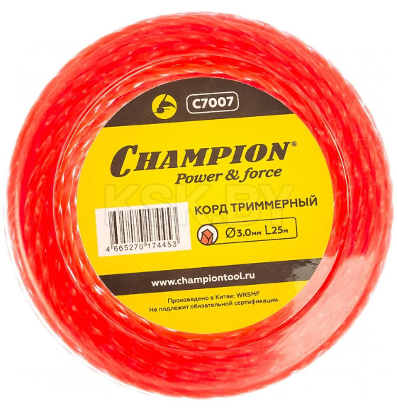 Леска для триммера 3.0 мм х 25 м Twisted Square сечение витой квадрат CHAMPION C7007 (C7007) 