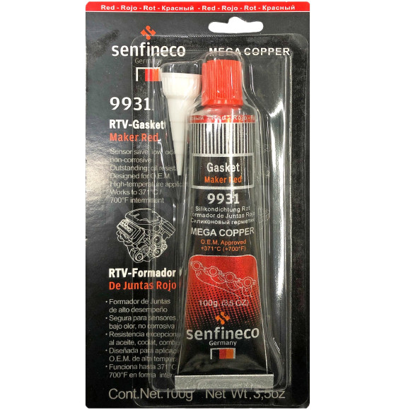 Герметик силиконовый красный Senfineco RTV Silicone Gasket Maker Red 100 гр (9931)