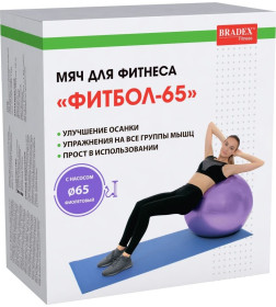 Мяч для фитнеса «ФИТБОЛ-65» Bradex SF 0718 с насосом, фиолетовый