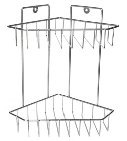 Полка для ванной комнаты угловая металлическая ПКТ-2  18*18*25 см.
