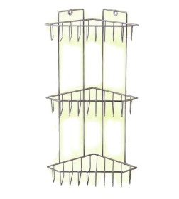 Полка для ванной комнаты угловая металлическая ПКТ-3 18*18*65,5 см.