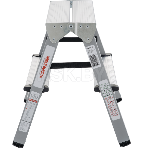 Стремянка стальная с алюминиевыми ступенями 2 ступени Новая высота  NV114 2х2 ступ. 80 мм (1140202) 
