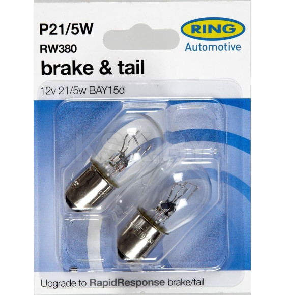 Автолампа 12V P21/5W BAY15d (уп. 2шт) Ring (RW380) 