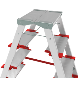Стремянка алюминиевая двухсторонняя профессиональная NV3127, 2х5 ступеней 130 мм, площадка 350х260 мм