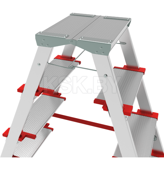 Стремянка алюминиевая двухсторонняя профессиональная NV3127, 2х5 ступеней 130 мм, площадка 350х260 мм (3127205) 